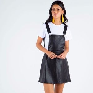 XS S Black Milk Apron Dress Black Pleather
